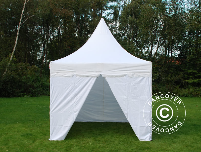 Quick-up telt FleXtents PRO Peak Pagoda 3x3m Hvit, inkl. 4 sider
