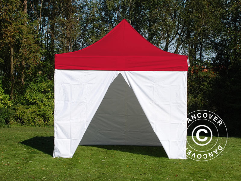Quick-up telt FleXtents® PRO, Medisinsk & nødtelt, 3x6m, rød/hvit, inkl. 6 sidevegger