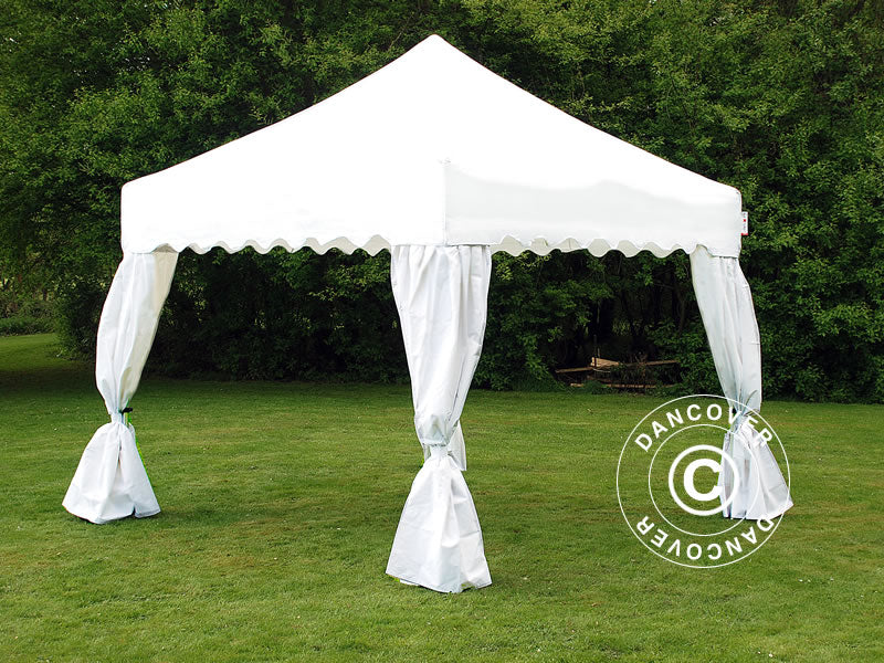 Quick-up telt FleXtents Xtreme 50 "Wave" 3x3m Hvit, inkl. 4 dekorative gardiner