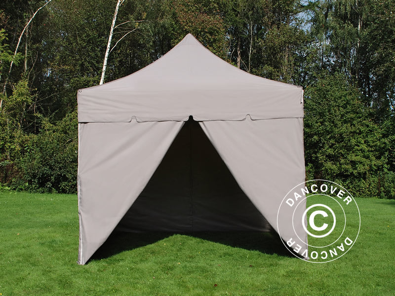 Quick-up telt FleXtents PRO "Peaked" 3x3m Latte, inkl. 4 sider