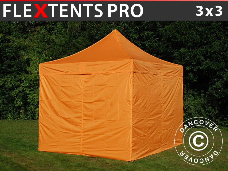 Quick-up telt FleXtents PRO 3x3m Oransje, inkl. 4 sider
