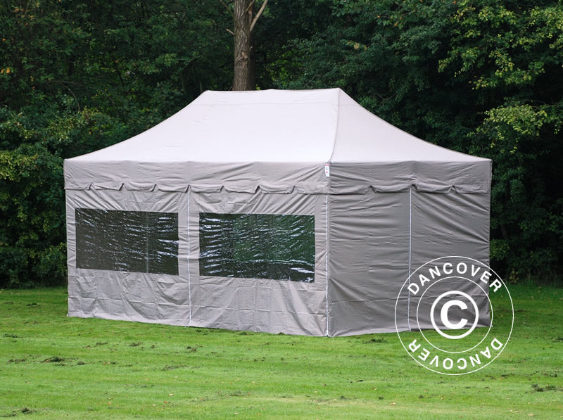 Quick-up telt FleXtents PRO "Peaked" 3x6m Latte, inkl. 6 sider