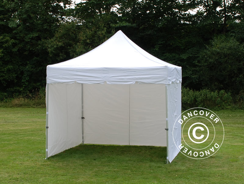 Quick-up telt FleXtents PRO "Peaked" 3x3m Hvit, inkl. 4 sider