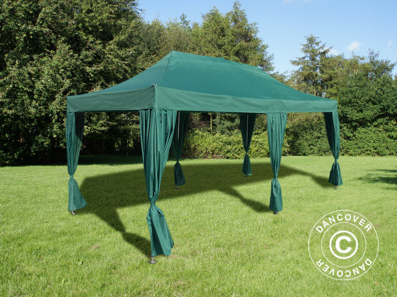 Quick-up telt FleXtents PRO 3x6m Grønn, inkl. 6 dekorative gardiner