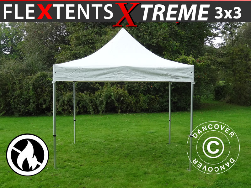 Quick-up telt FleXtents Xtreme 50 Heavy Duty 3x3m Hvit, Flammehemmende
