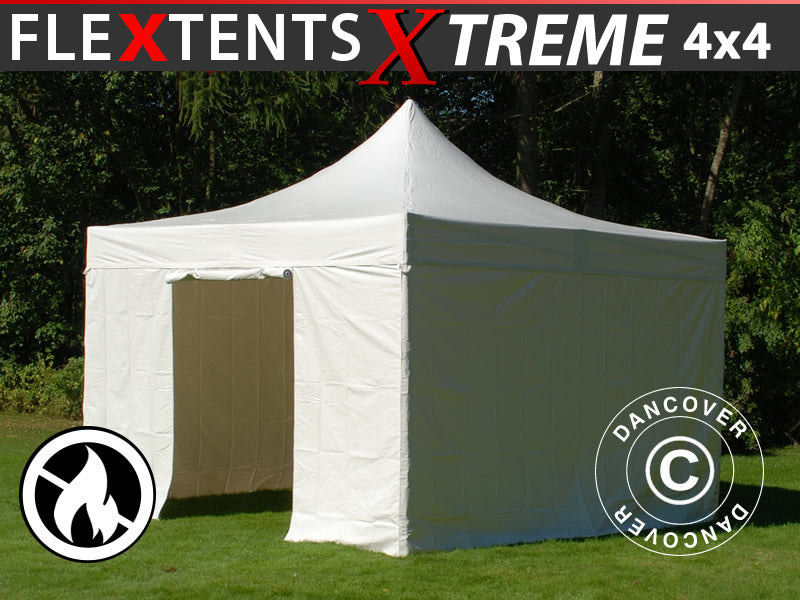 Quick-up telt FleXtents Xtreme 50 Heavy Duty 4x4m Hvit, inkl. 4 sider