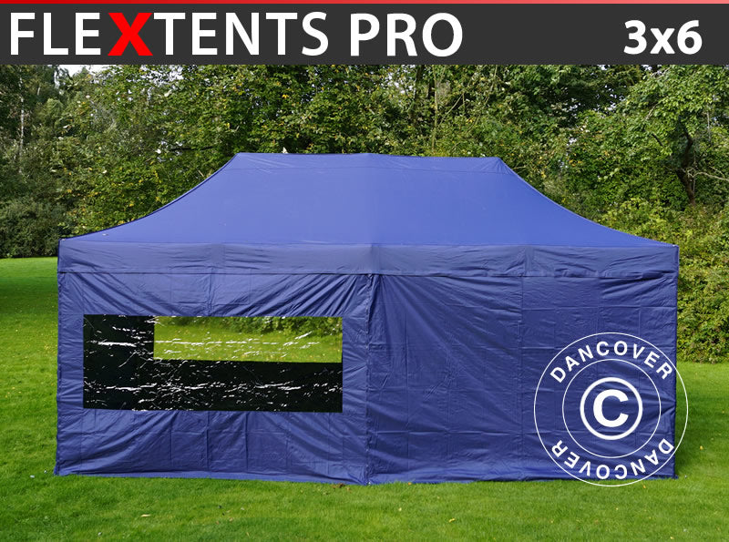 Quick-up telt FleXtents PRO 3x6m Mørk blå, inkl. 6 sider