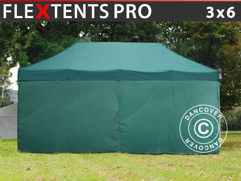 Quick-up telt FleXtents PRO 3x6m Grønn, inkl. 6 sider