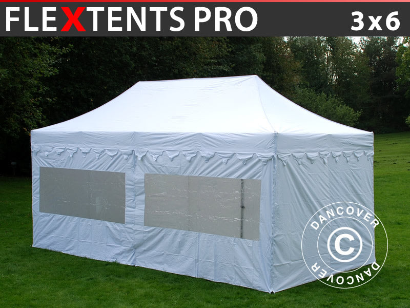 Quick-up telt FleXtents PRO "Morocco" 3x6m Hvit, inkl. 6 sider