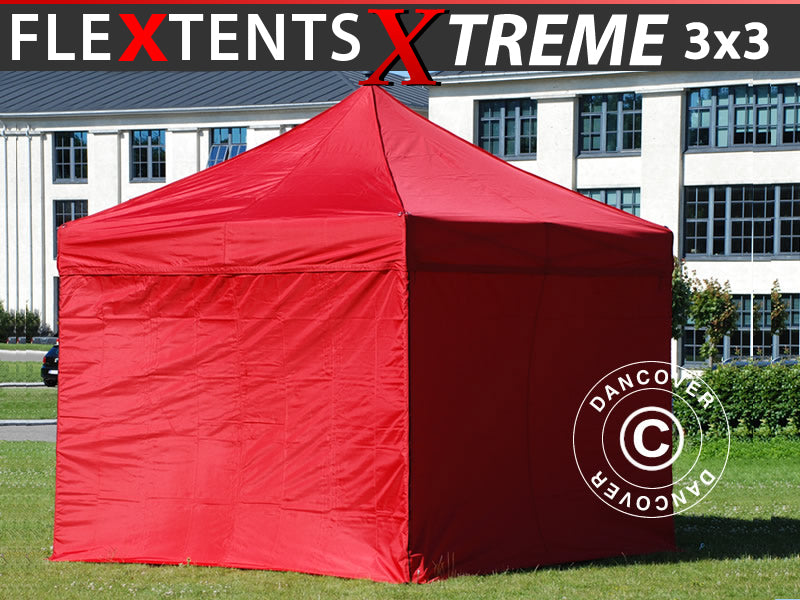 Quick-up telt FleXtents Xtreme 60 3x3m Rød, inkl. 4 sider