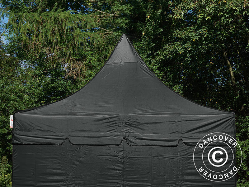 Quick-up telt FleXtents PRO Peak Pagoda 3x3m Svart, inkl. 4 sidevegger