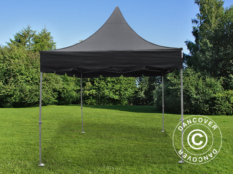 Quick-up telt FleXtents PRO Peak Pagoda 3x3m Svart, inkl. 4 sidevegger