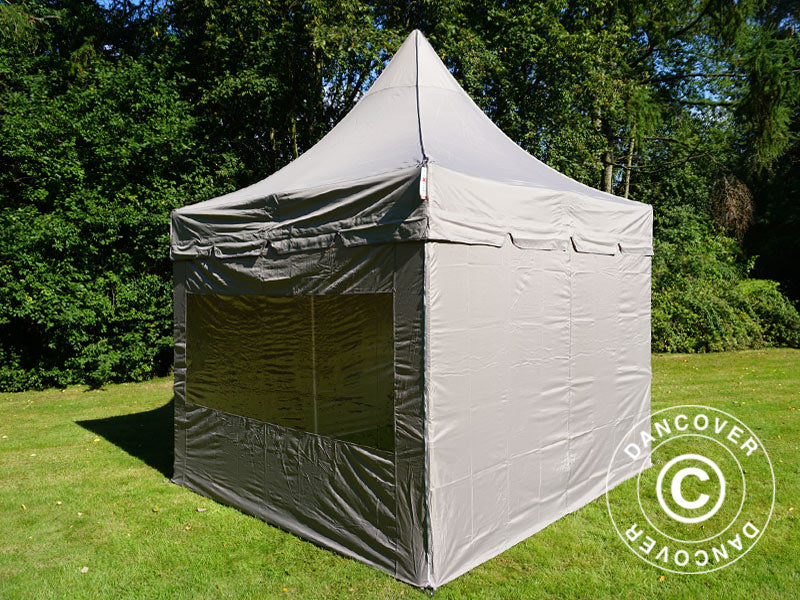 Quick-up telt FleXtents PRO Peak Pagoda 3x3m Latte, inkl. 4 sidevegger