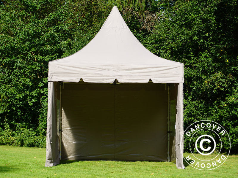 Quick-up telt FleXtents PRO Peak Pagoda 3x3m Latte, inkl. 4 sidevegger
