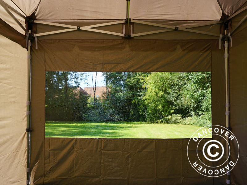 Quick-up telt FleXtents PRO Peak Pagoda 3x3m Latte, inkl. 4 sidevegger