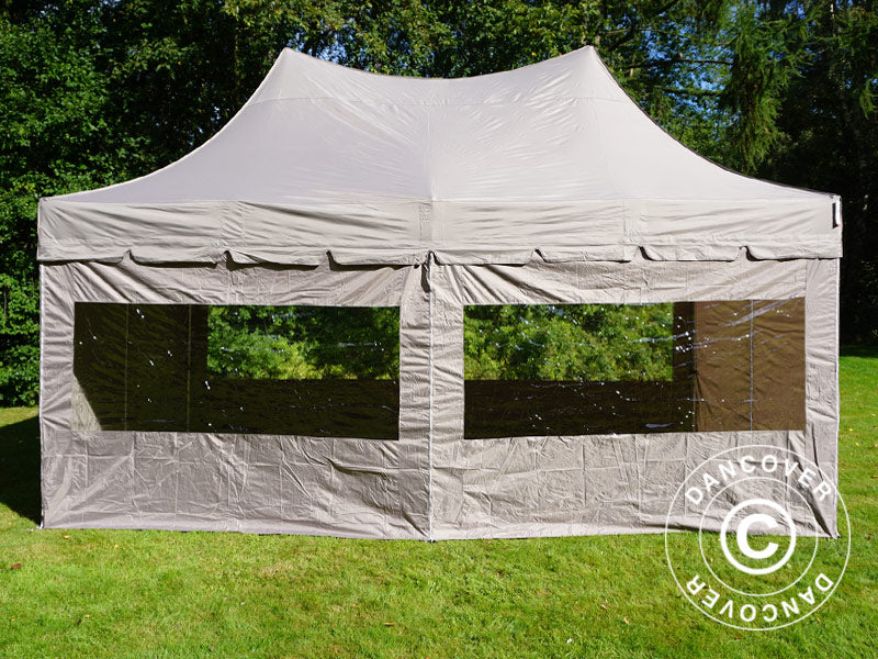 Quick-up telt FleXtents PRO Peak Pagoda 3x6m Latte, inkl. 6 sidevegger