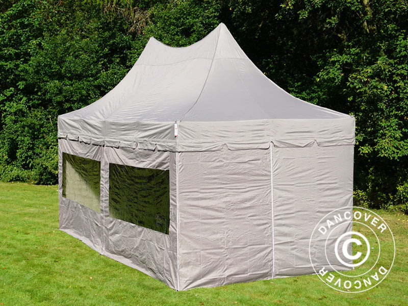 Quick-up telt FleXtents PRO Peak Pagoda 3x6m Latte, inkl. 6 sidevegger