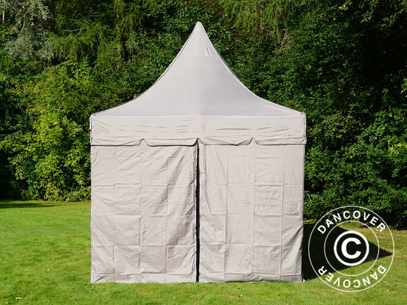 Quick-up telt FleXtents PRO Peak Pagoda 3x6m Latte, inkl. 6 sidevegger