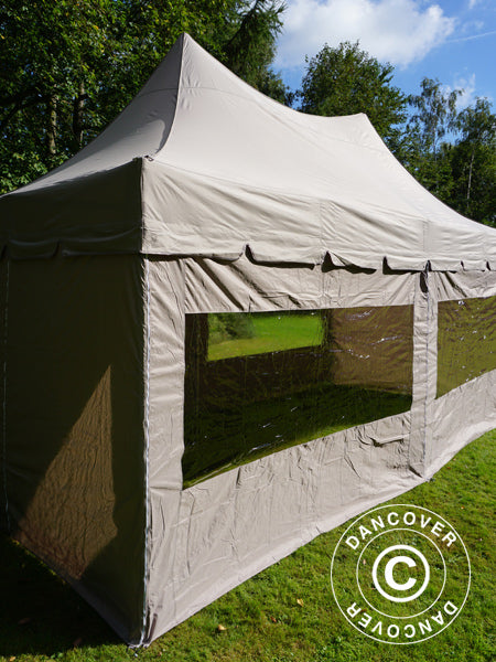 Quick-up telt FleXtents PRO Peak Pagoda 3x6m Latte, inkl. 6 sidevegger