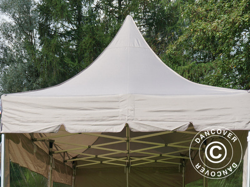 Quick-up telt FleXtents PRO Peak Pagoda 3x6m Latte, inkl. 6 sidevegger