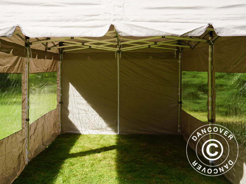 Quick-up telt FleXtents PRO Peak Pagoda 3x6m Latte, inkl. 6 sidevegger