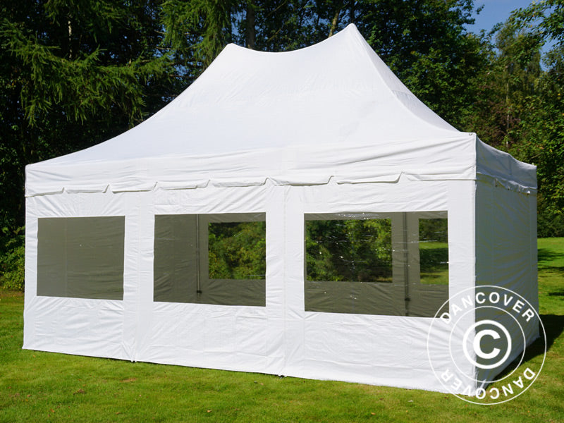 Quick-up telt FleXtents PRO Peak Pagoda 4x6m Hvit, inkl. 8 sider