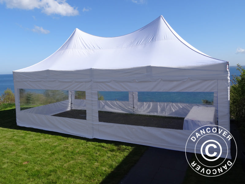Quick-up telt FleXtents PRO Peak Pagoda 4x8m Hvit, inkl. 6 sider