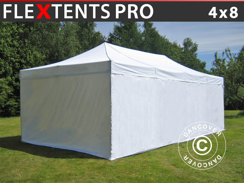 Quick-up telt FleXtents PRO 4x8m Hvit, inkl. 6 sider
