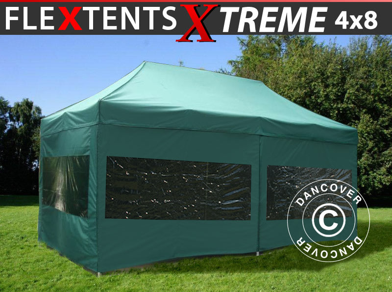 Quick-up telt FleXtents Xtreme 50 4x8m Grønn, inkl. 6 sider