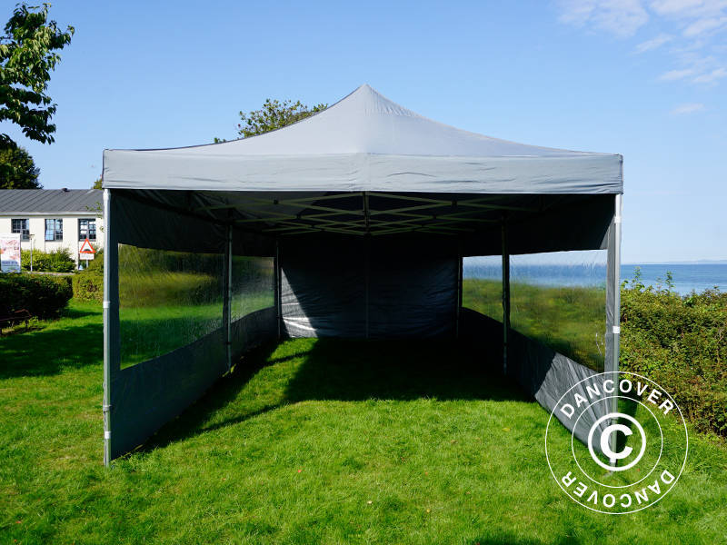Quick-up telt FleXtents PRO 4x8m Grå, inkl. 6 sider
