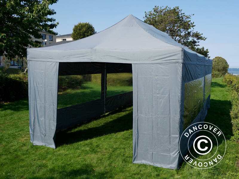 Quick-up telt FleXtents PRO 4x8m Grå, inkl. 6 sider