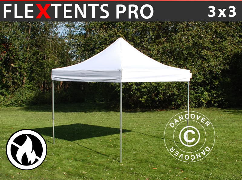 Quick-up telt FleXtents PRO 3x3m Hvit, Flammehemmende