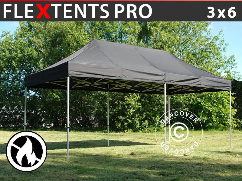 Quick-up telt FleXtents PRO 3x6m Svart, Flammehemmende
