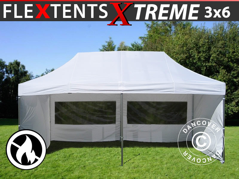Flext. Xtr 3x6m White Top Frame & sidewalls B1 GL