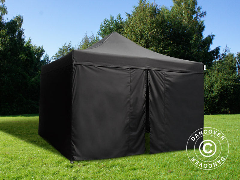Quick-up telt FleXtents PRO 4x4m Svart, Flammehemmende, inkl. 4 sider