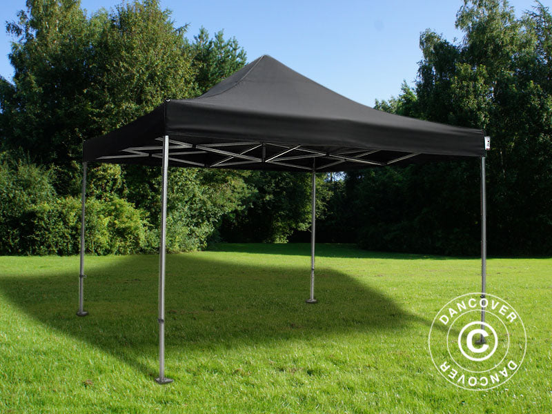 Quick-up telt FleXtents PRO 4x4m Svart, Flammehemmende, inkl. 4 sider