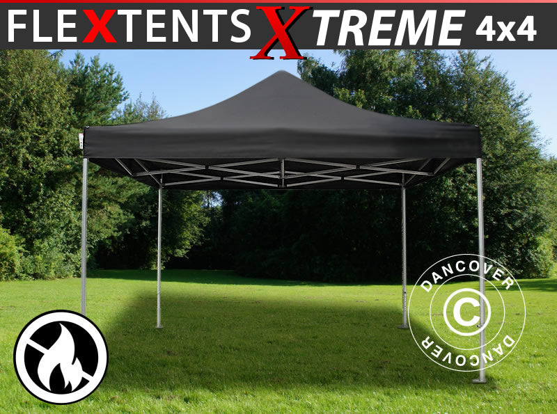 Quick-up telt FleXtents Xtreme 50 4x4m Svart, Flammehemmende