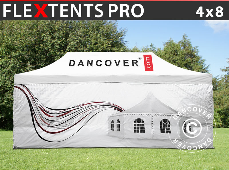 Quick-up telt FleXtents PRO med full digital trykk, 4x8m, inkl. 4 sider