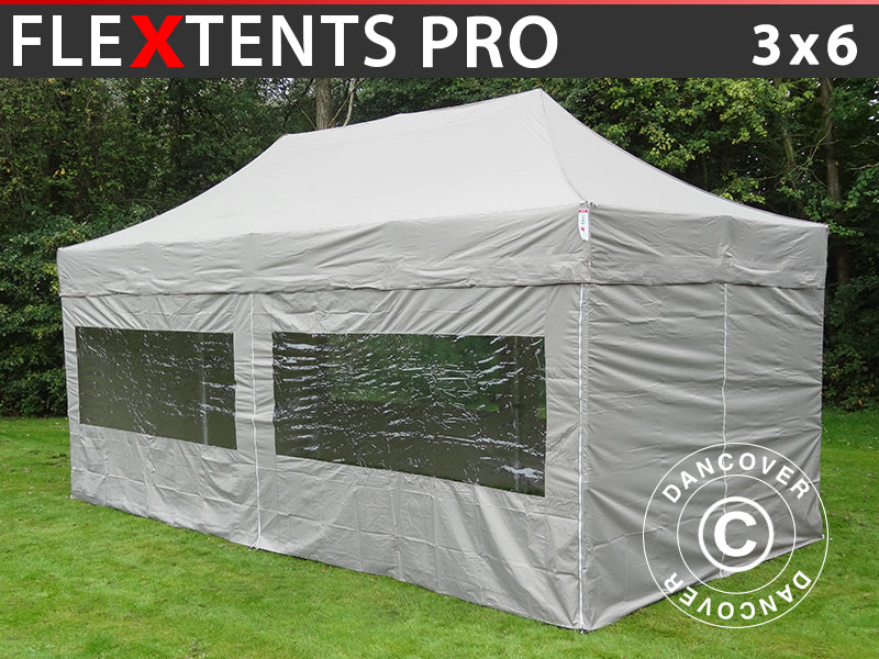 Quick-up telt FleXtents PRO 3x6m Latte, inkl. 6 sider
