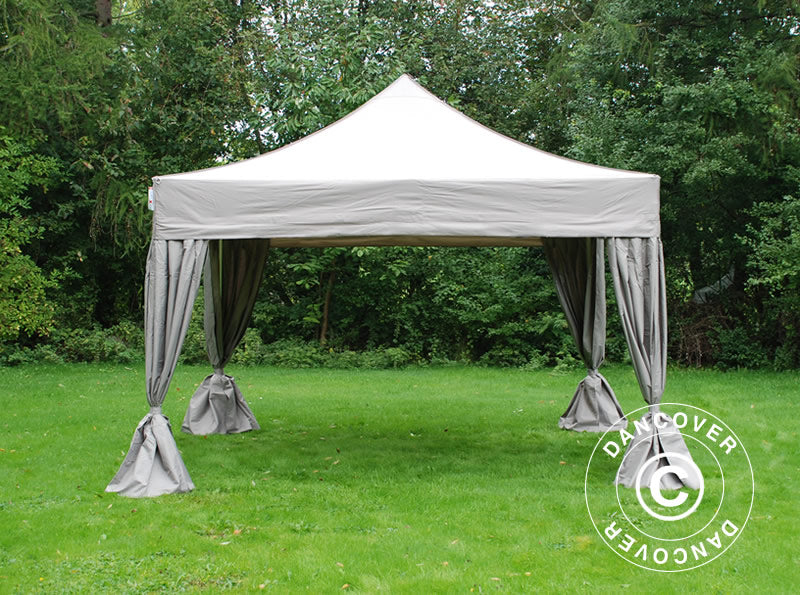Quick-up telt FleXtents PRO 4x4m Latte, inkl. 4 dekorative gardiner