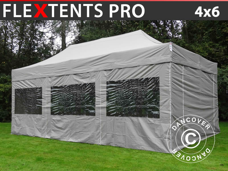 Quick-up telt FleXtents PRO 4x6m Latte, inkl. 8 sider