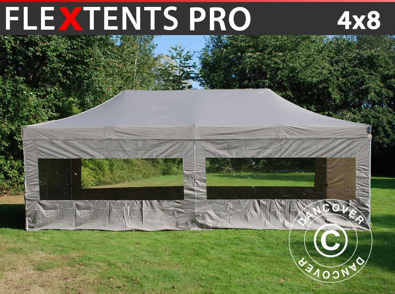 Quick-up telt FleXtents PRO 4x8m Latte, inkl. 6 sider