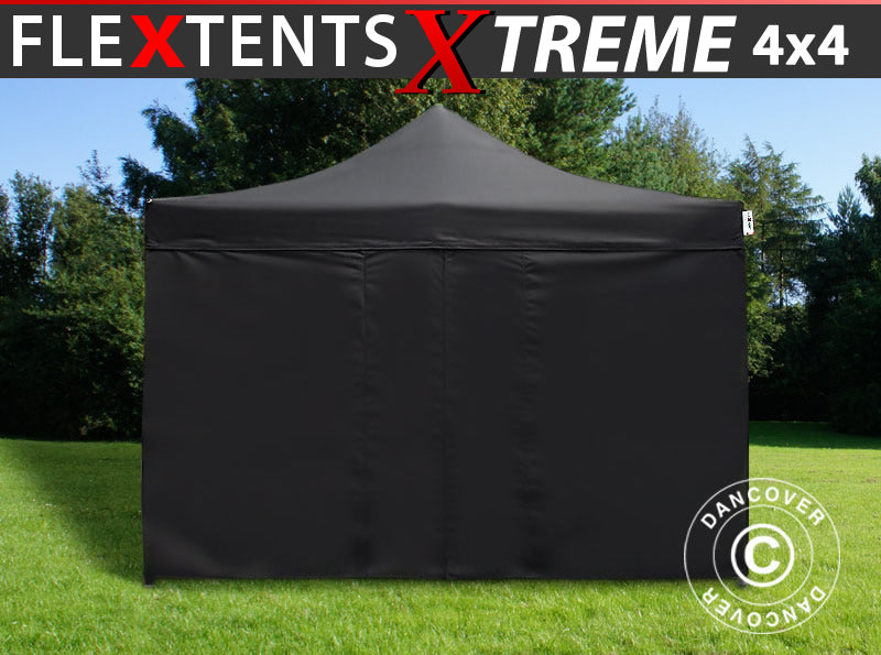 Quick-up telt FleXtents Xtreme 60 4x4m Svart, inkl. 4 sider