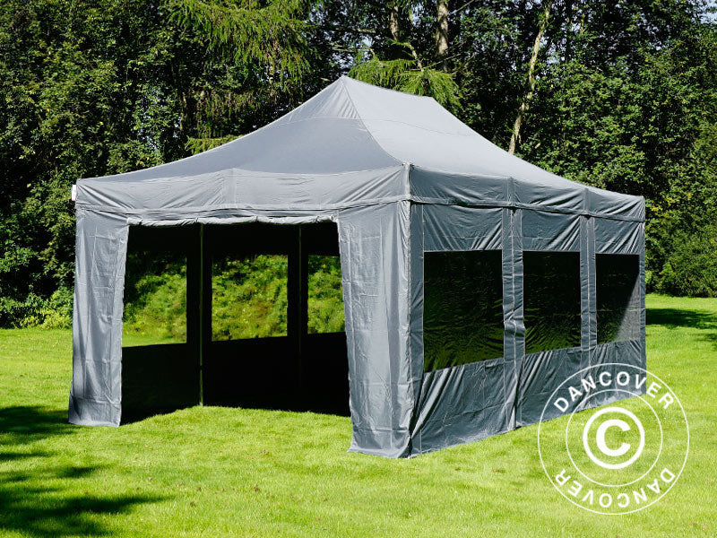 Quick-up telt FleXtents PRO 4x6m Grå, inkl. 8 sider