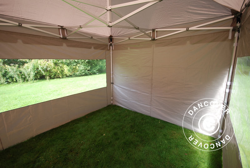 Quick-up telt FleXtents PRO "Peaked" 4x4m Latte, inkl. 4 sider
