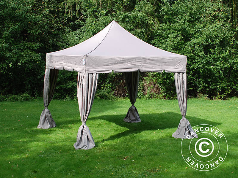 Quick-up telt FleXtents PRO "Peaked" 4x4m Latte, inkl. 4 dekorative gardiner