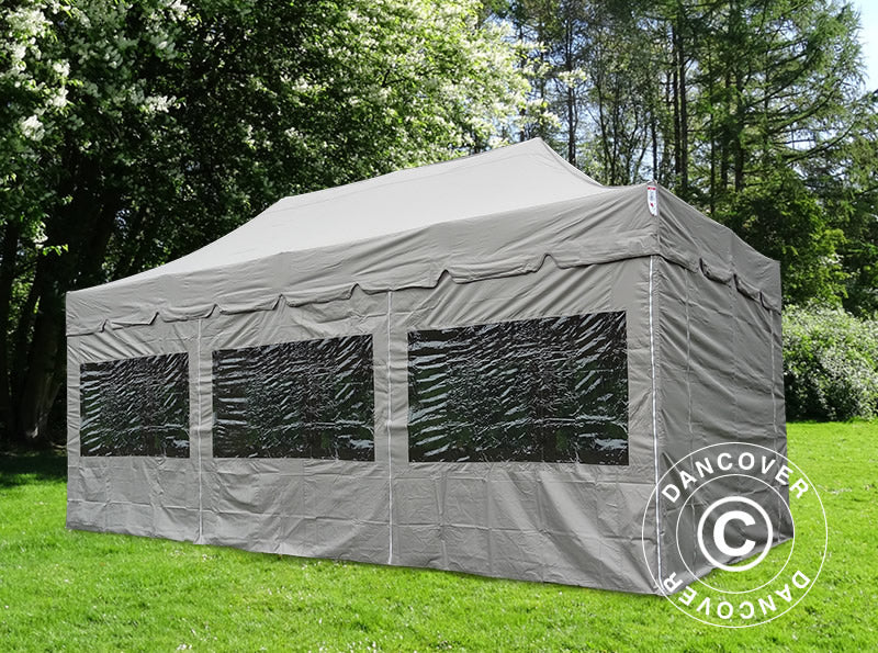 Quick-up telt FleXtents PRO "Peaked" 4x6m Latte, inkl. 8 sider