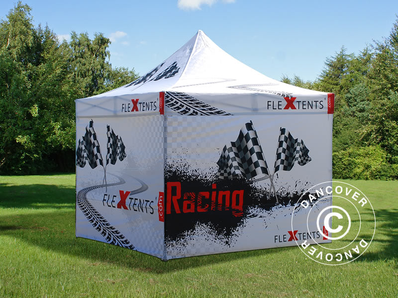 Quick-up telt FleXtents Xtreme 50 med full digital trykk, 3x3m, inkl. 4 sider