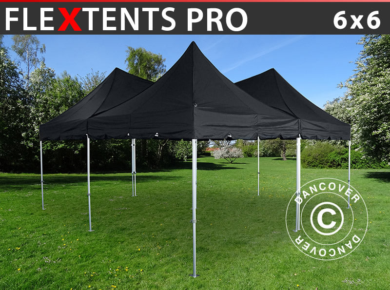 Quick-up teltet FleXtents PRO Peak Pagoda 6x6m, Svart