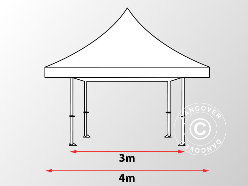 Quick-up telt FleXtents Pagoda Xtreme 50 3x3m / (4x4m) Hvit